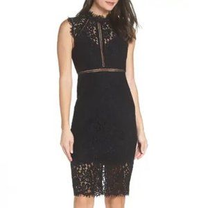 Bardot Lace Sheath Dress Black Size 8